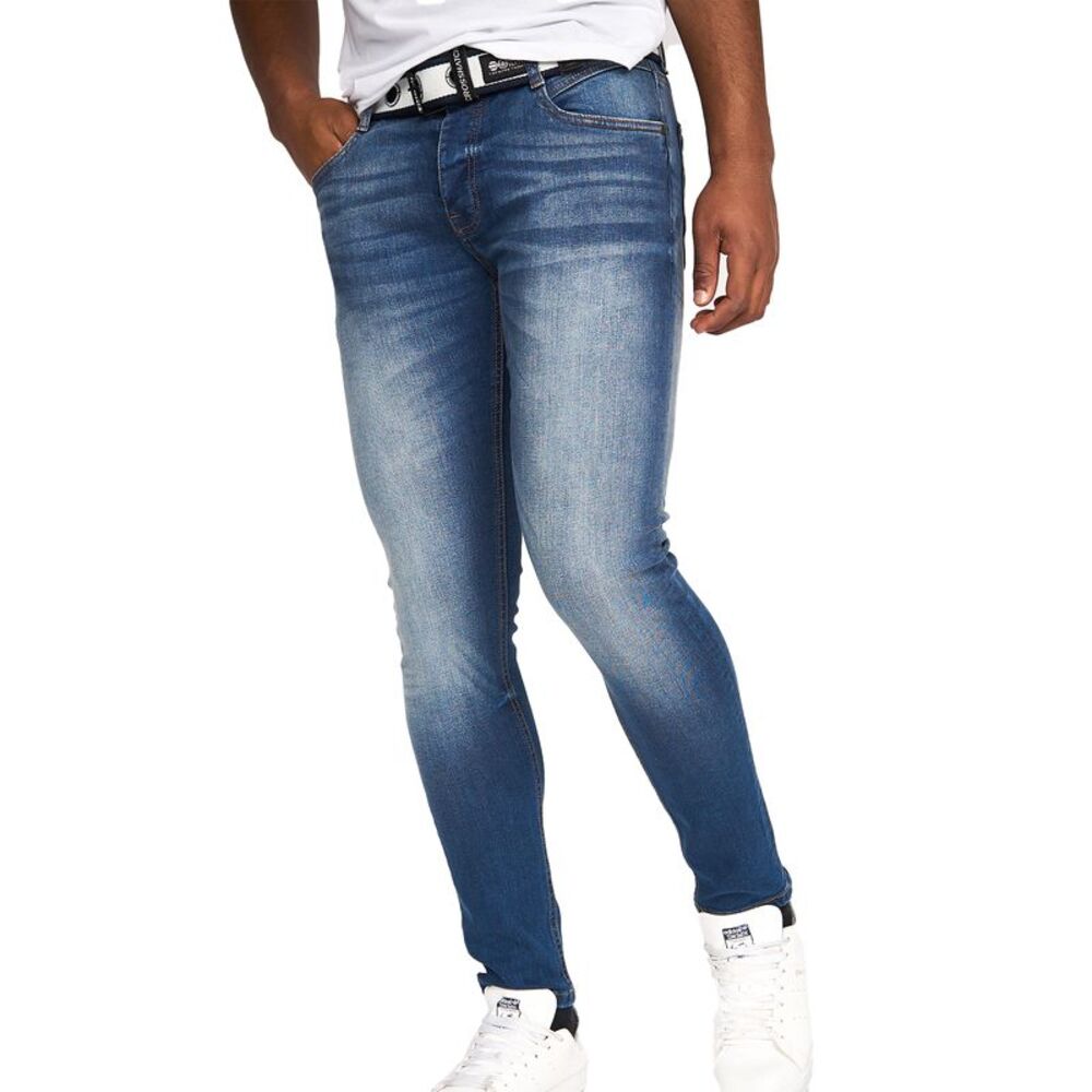 Crosshatch Mens Barbeck Slim Jeans / Tinted Blue